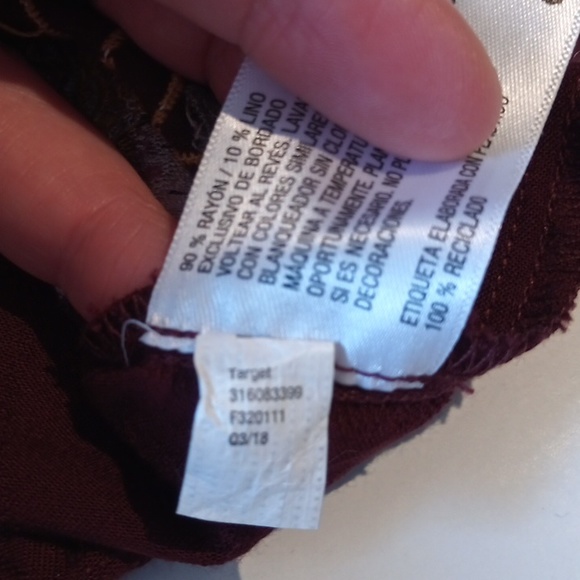 Sz L Know Rose Embroidered Rose Long Sleeve Button Linen Blend Top - Picture 15 of 15